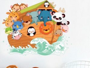 Ζωάκια μέσα στην Κιβωτό του Νώε, Παιδικά, Αυτοκόλλητα τοίχου, 80 x 70 εκ.