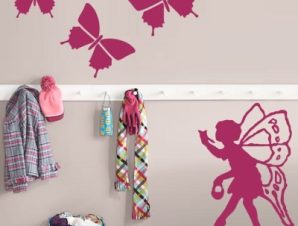 Πεταλούδες και νεράιδα Παιδικά Αυτοκόλλητα τοίχου 58 x 52 εκ.