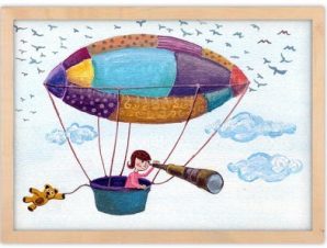 Κοριτσάκι στο αερόστατο, Παιδικά, Πίνακες σε καμβά, 30 x 20 εκ.