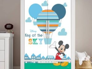 Ο βασιλιάς του ουρανού, Mickey Mouse, Παιδικά, Αυτοκόλλητα ντουλάπας, 100 x 100 εκ.
