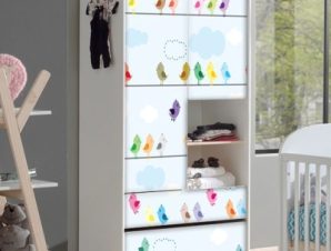 Πολύχρωμα πουλιά, Παιδικά, Αυτοκόλλητα ντουλάπας, 100 x 100 εκ.