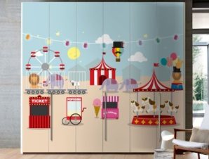 Χαρούμενο Λούνα παρκ Παιδικά Αυτοκόλλητα ντουλάπας 100 x 100 εκ.