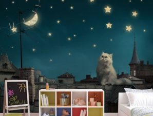 Γάτος την νύχτα, Παιδικά, Ταπετσαρίες Τοίχου, 100 x 100 εκ.